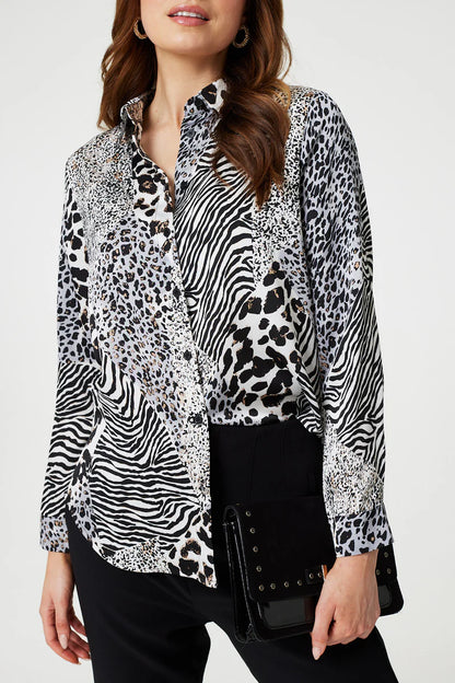 LS Button Up Shirt in Animal Print