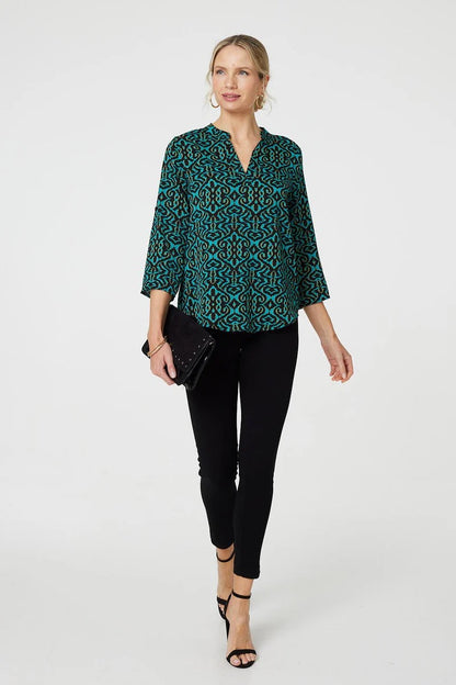 Aztec Printed Top in Jade