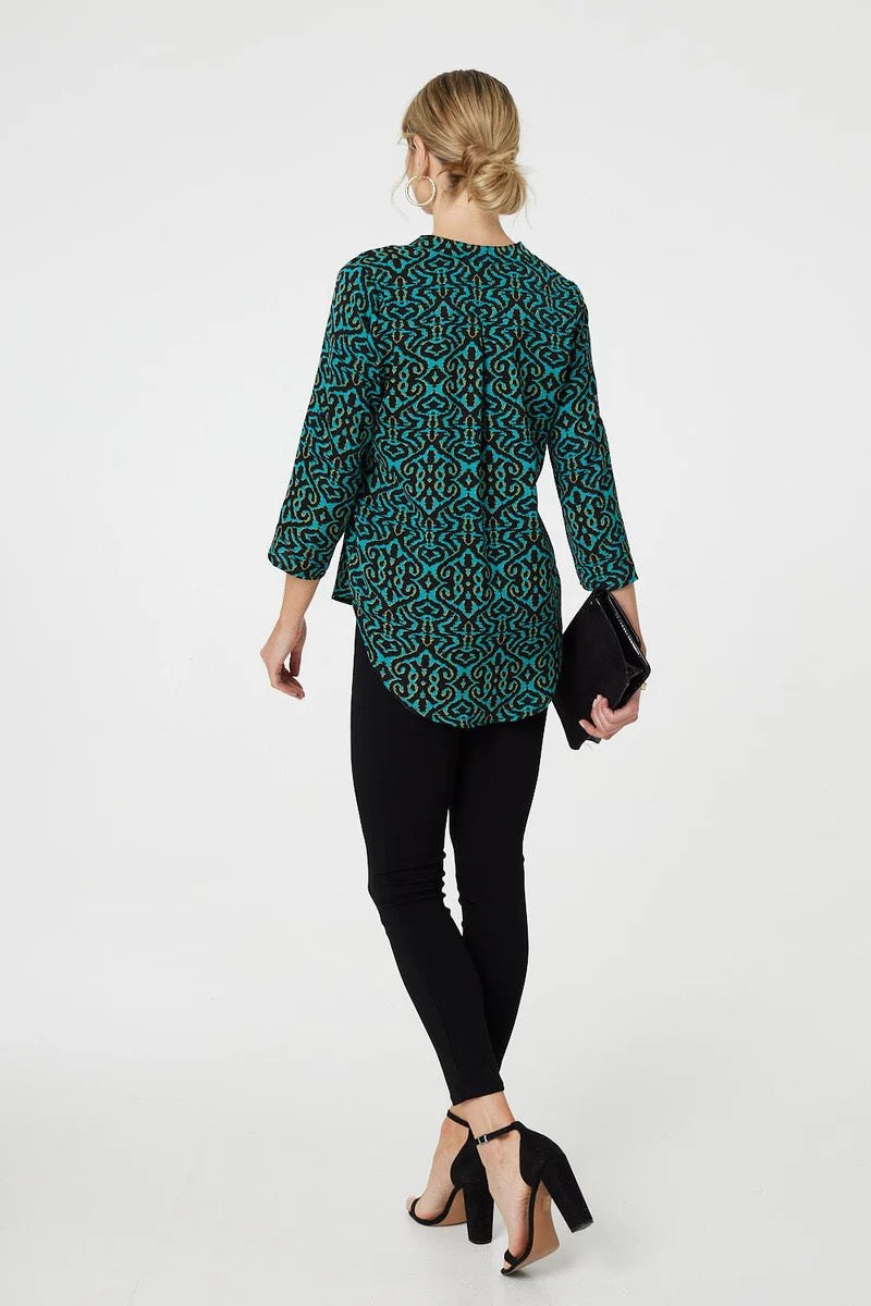 Aztec Printed Top in Jade