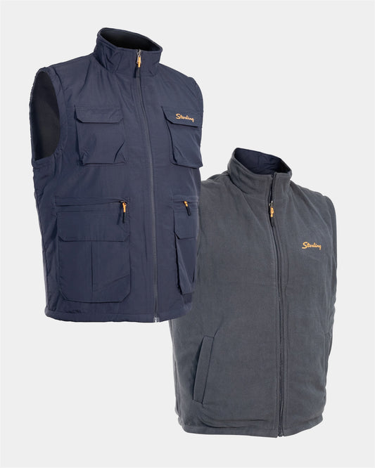 Reversible Cargo / Fleece Vest in Charcoal