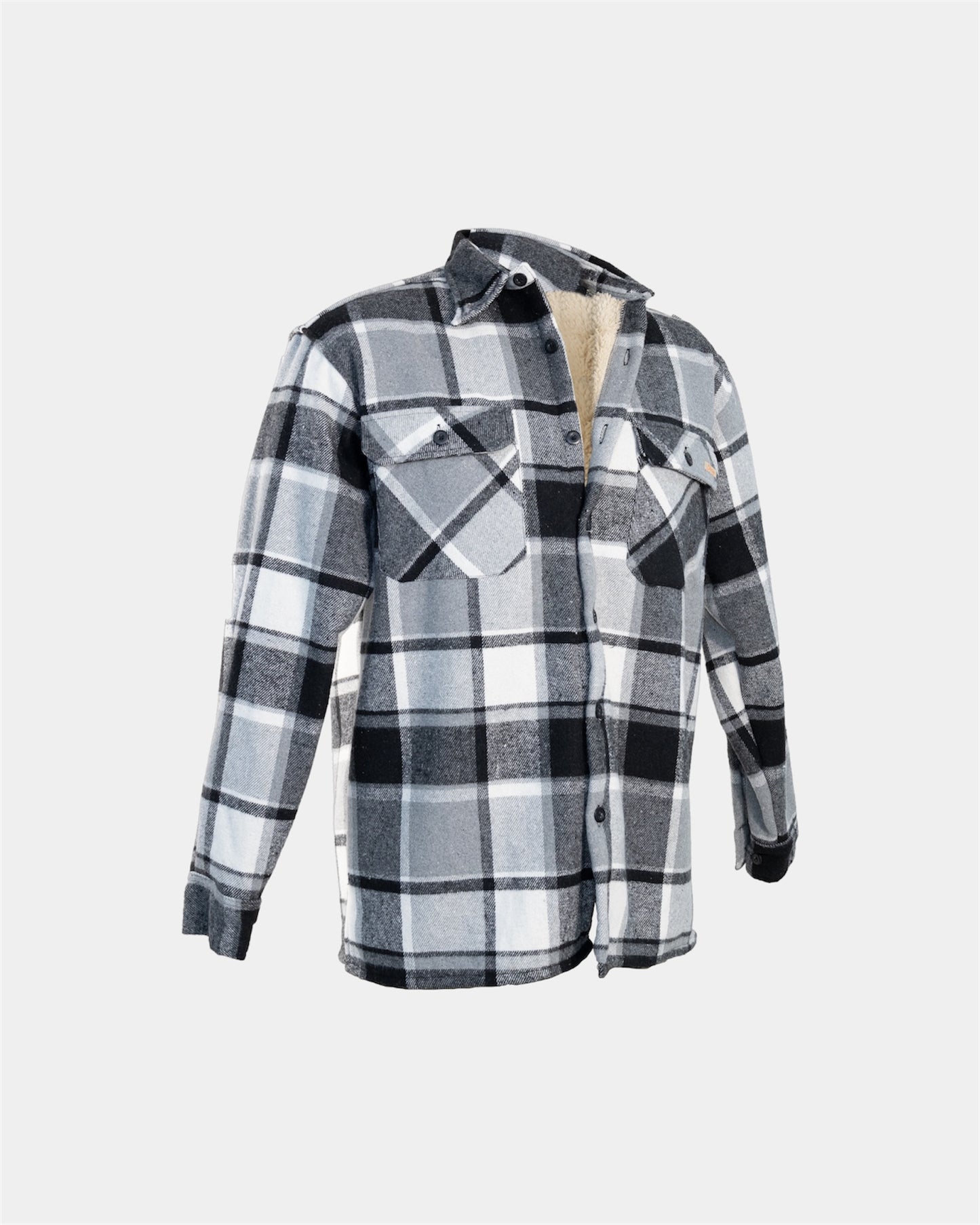 Plaid Sherpa Lined Jacket in Black / White Check
