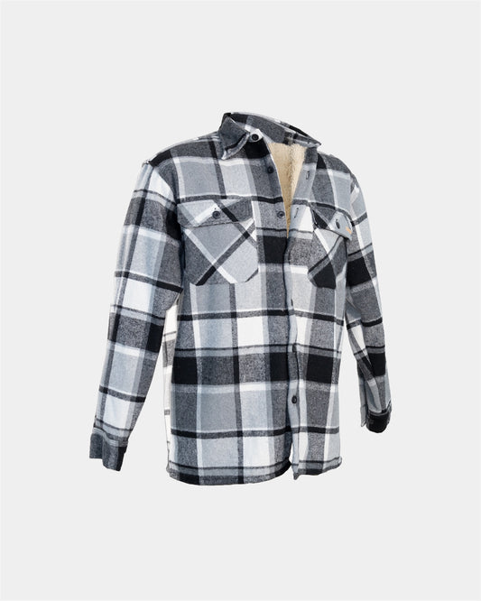 Plaid Sherpa Lined Jacket in Black / White Check