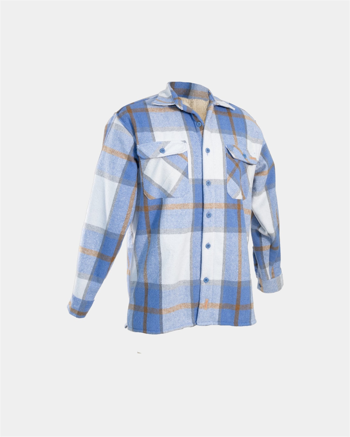 Plaid Sherpa Lined Jacket in Blue / Tan Check