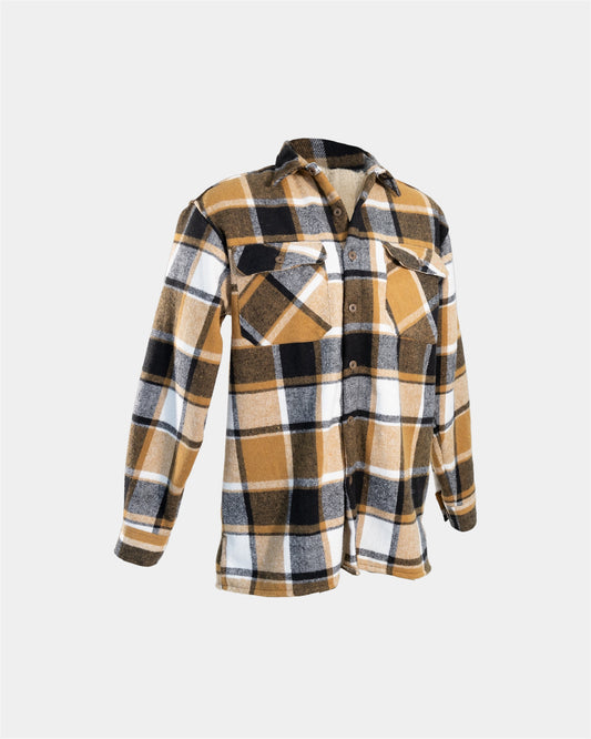 Plaid Sherpa Lined Jacket in Tan / Black Check