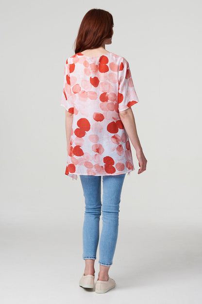 Polka Dot Tiered Layer Blouse in Coral