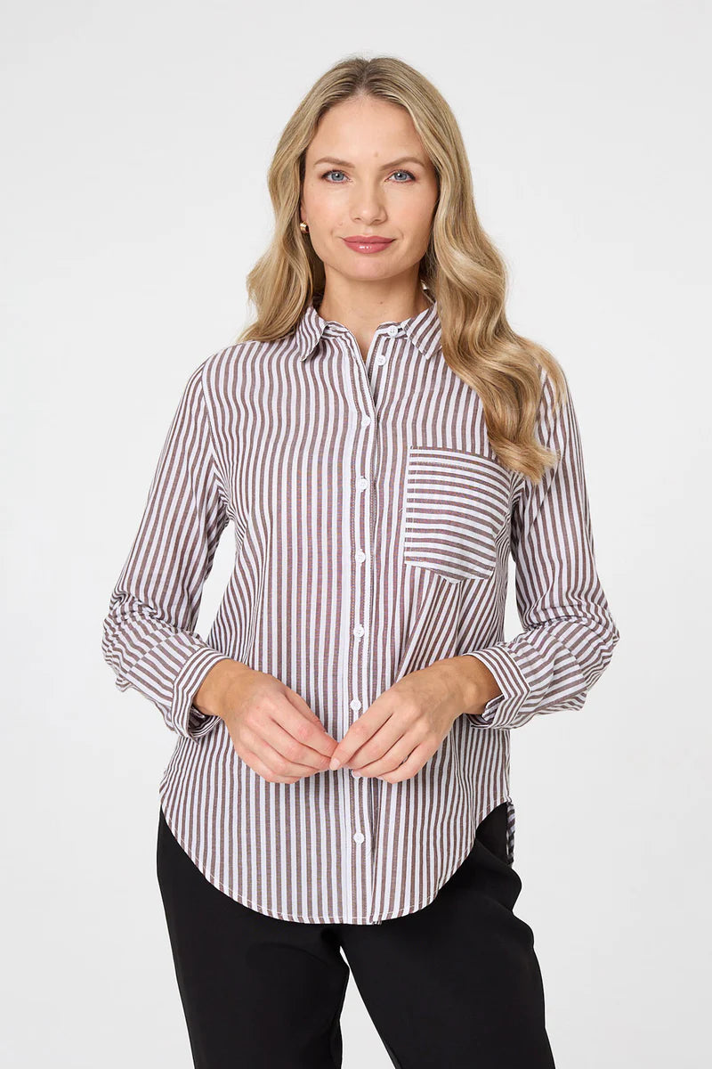 Striped Classic Shirt in Chocolate