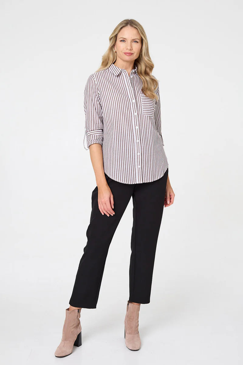 Striped Classic Shirt in Chocolate