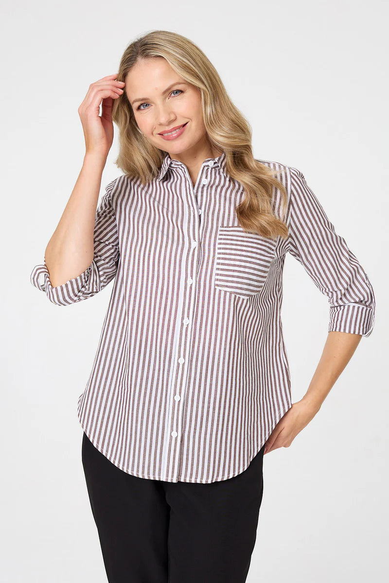 Striped Classic Shirt in Chocolate