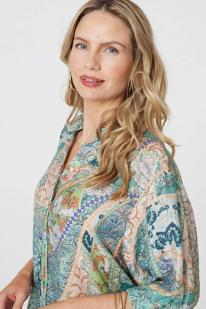 Puff Sleeve Paisley Print Top