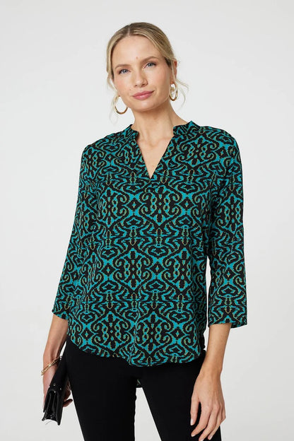 Aztec Printed Top in Jade