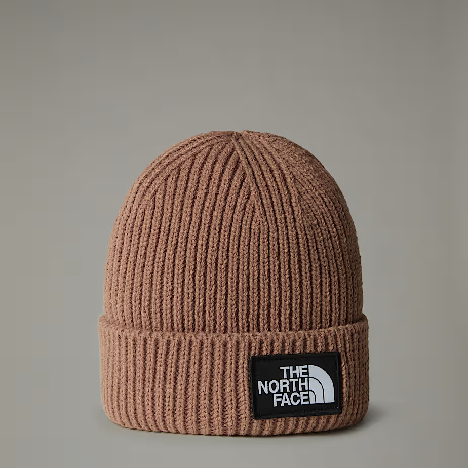 Box Cuffed Logo Beanie in Latte