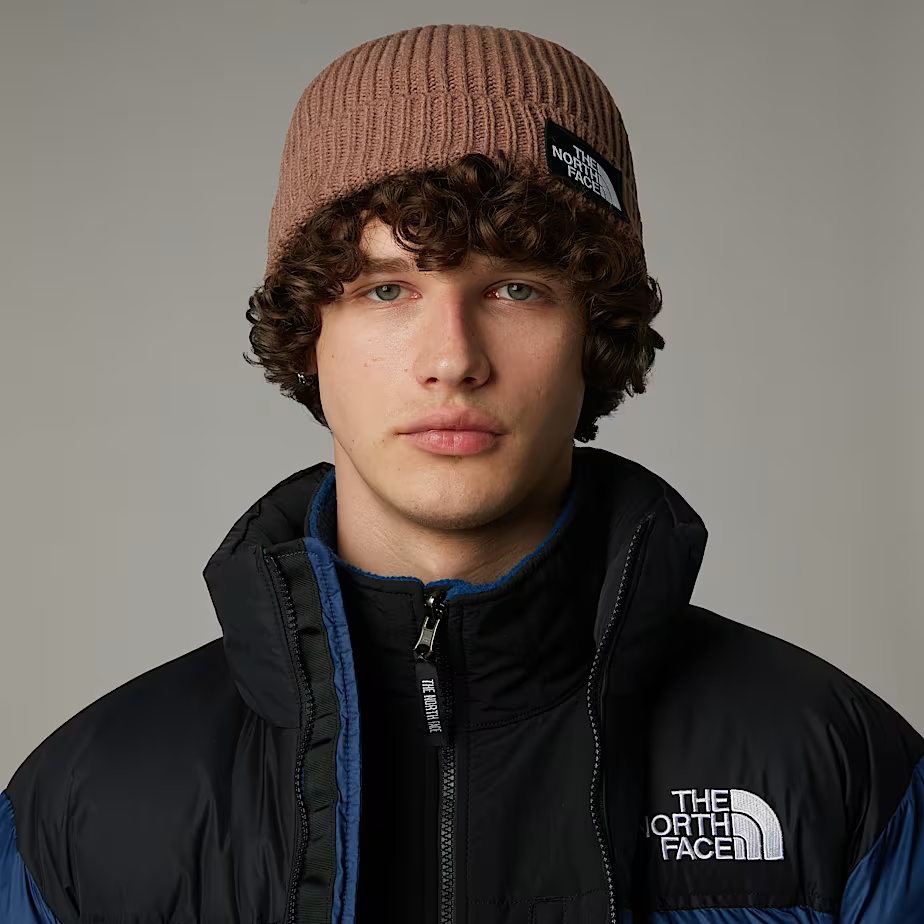 Box Cuffed Logo Beanie in Latte