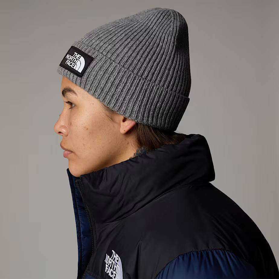 Box Cuffed Logo Beanie in TNF Medium Grey