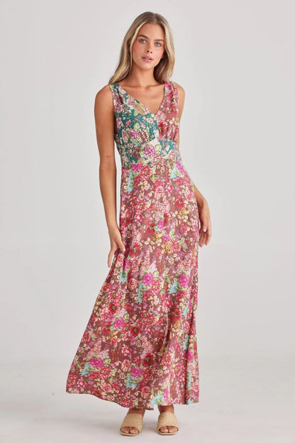 Ellie Sleeveless Dress in Rose Garden