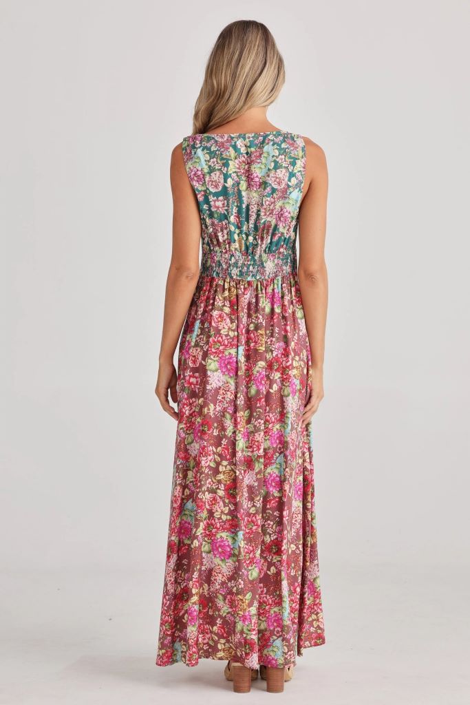 Ellie Sleeveless Dress in Rose Garden