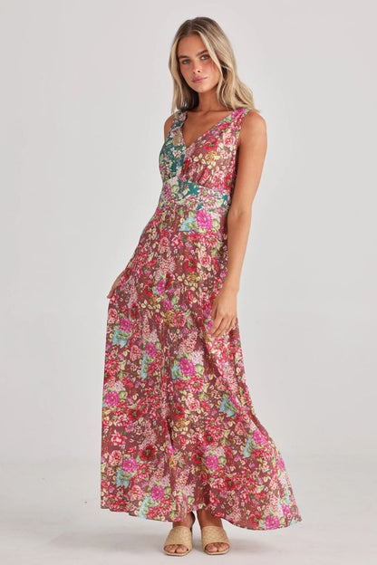 Ellie Sleeveless Dress in Rose Garden