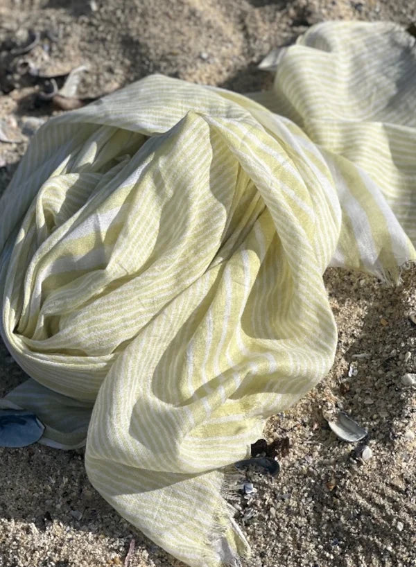 Capri Stripe Cotton Scarf in Limone