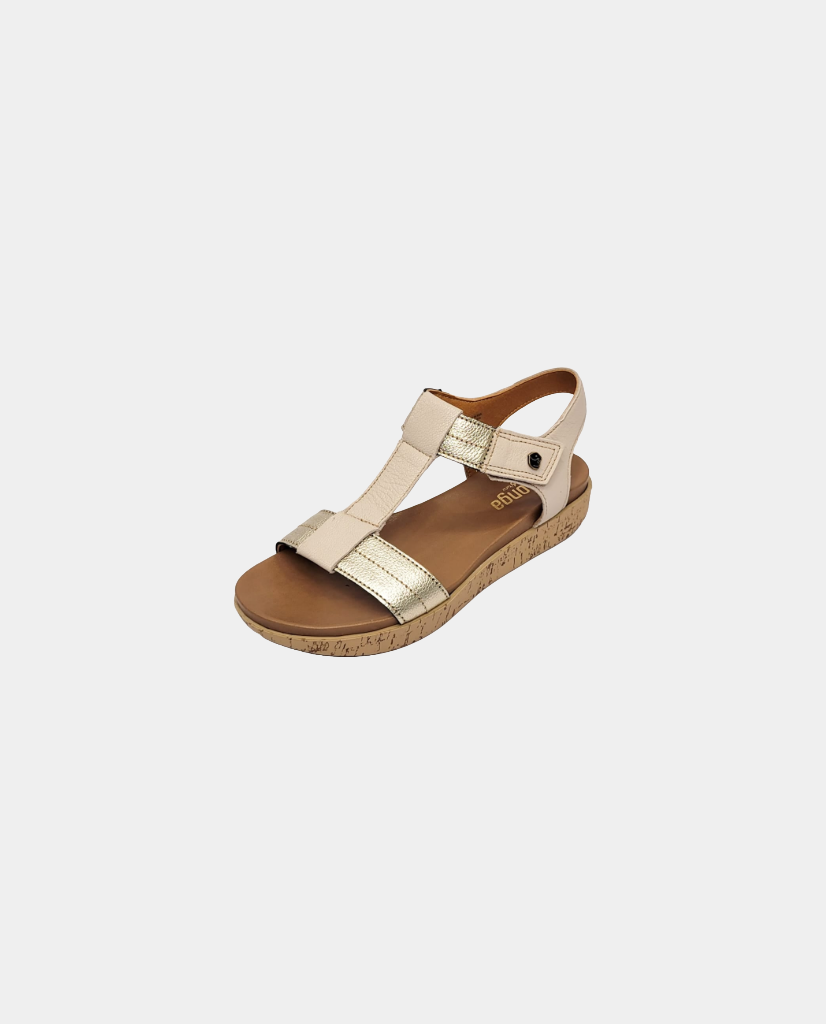 Mafadi Leather Sandal in Cayak Cream / Rose Gold