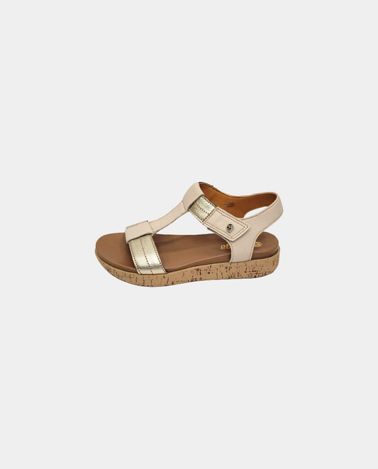 Mafadi Leather Sandal in Cayak Cream / Rose Gold