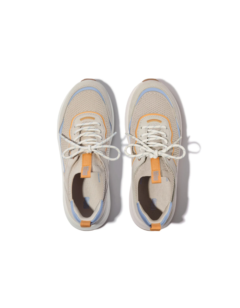 F-Mode Knit/Suede Sneaker in Paris Beige/Sky Blue