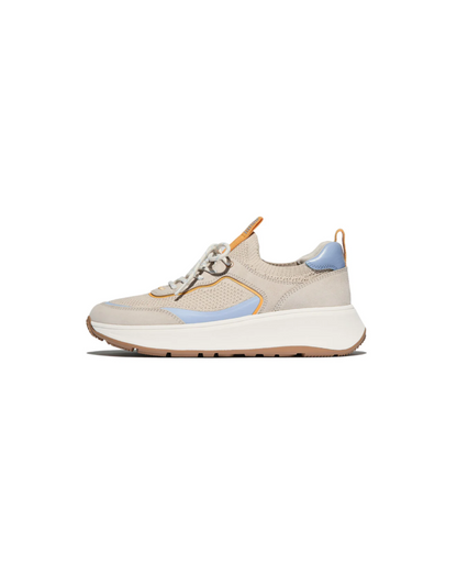 F-Mode Knit/Suede Sneaker in Paris Beige/Sky Blue