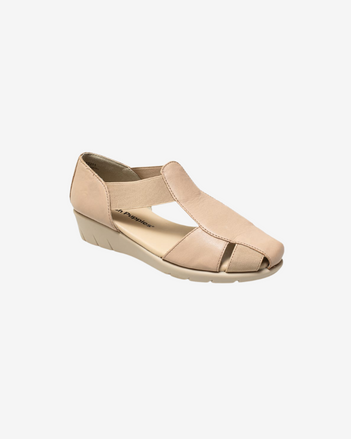 Gia Leather Sandal in Beige