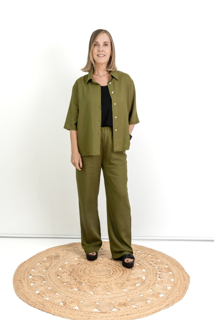 Venti Classic Pants in Deep Olive