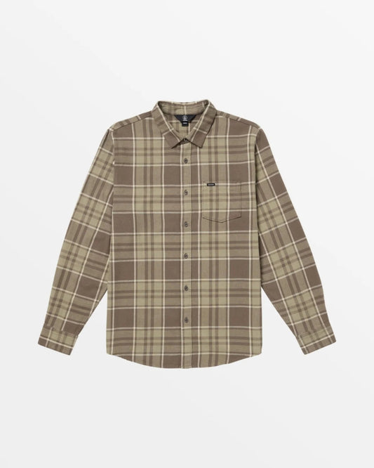 Leland Flannel Check Shirt in Mushroom