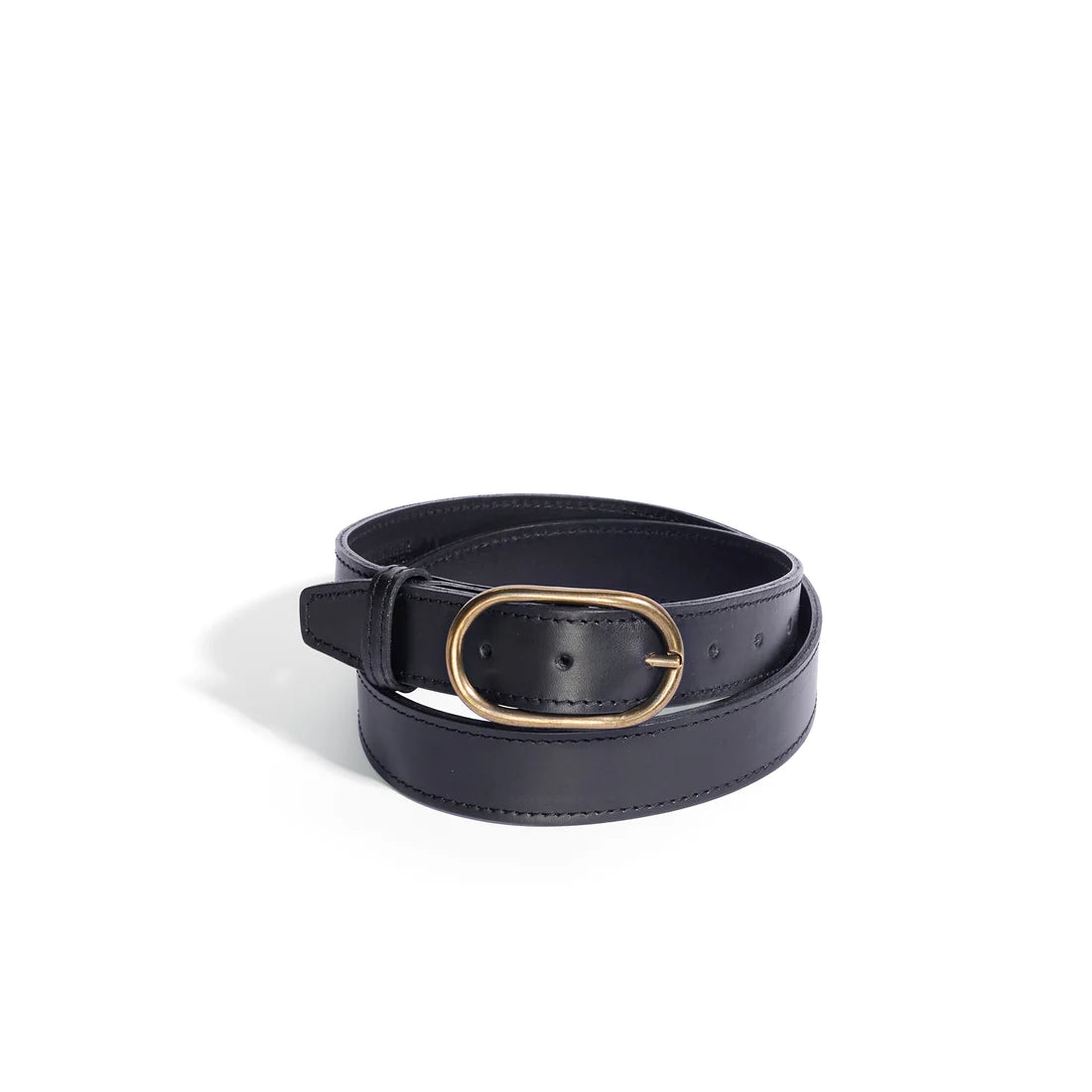 Oval Big Sis Leather Minimalist Belt in Black