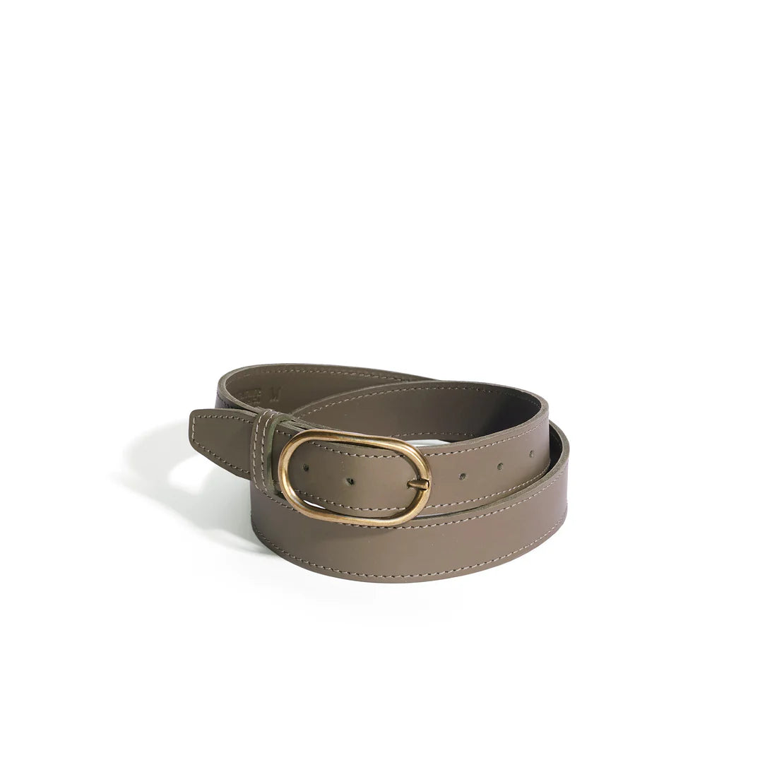 Oval Big Sis Leather Minimalist Belt in Khaki Green