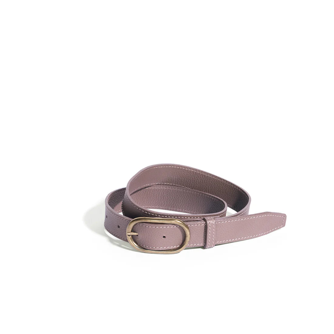 Oval Big Sis Leather Minimalist Belt in Dark Taupe