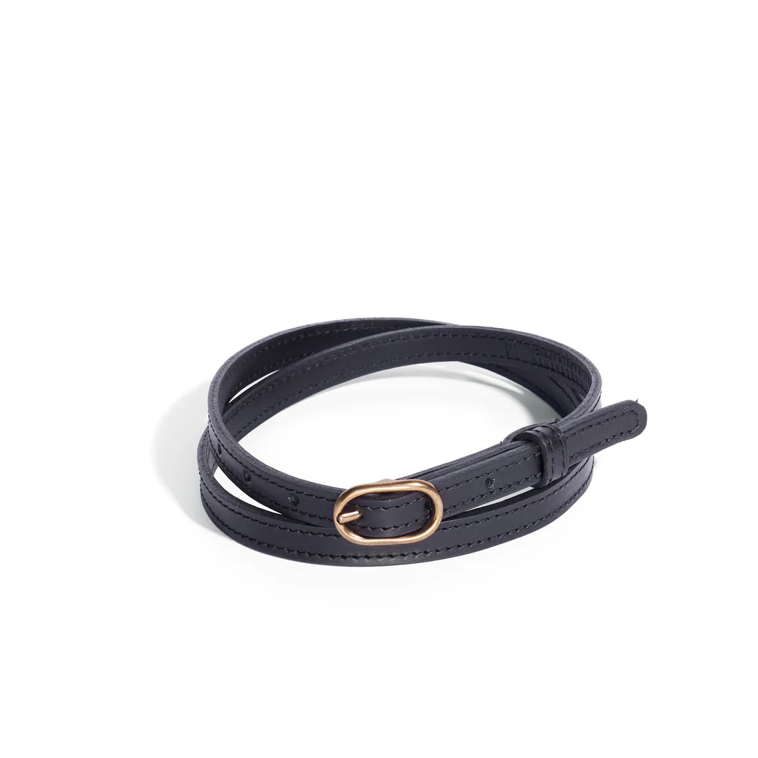 Oval Skinny Sis Leather Boyfriend Belt in Black