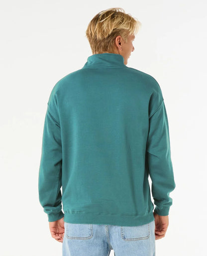 Pill Icon 1/4 Zip Crew in Dusty Blue