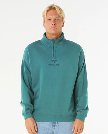 Pill Icon 1/4 Zip Crew in Dusty Blue