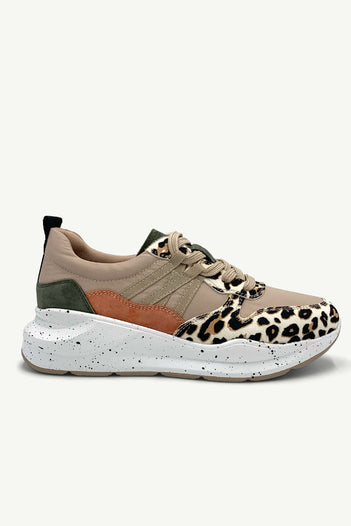 Wade Sneaker in Beige & Leopard