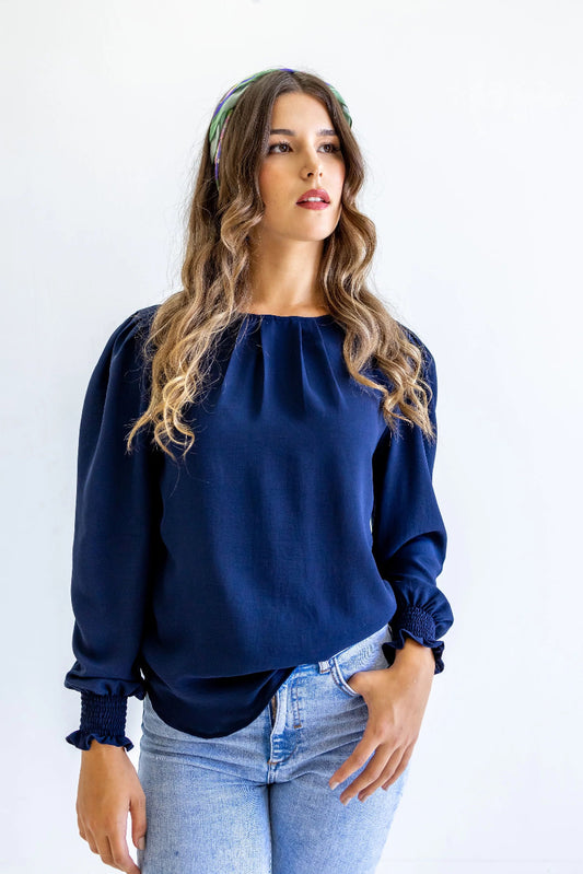 Olivia Airflow Top in Navy