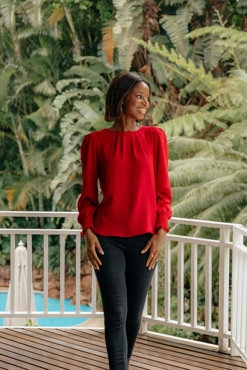Olivia Airflow Top in Cherry Red