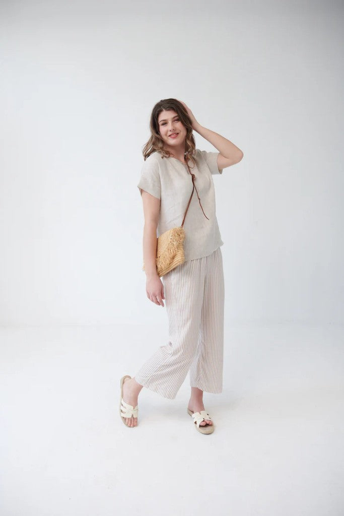 Linen Mykonos Box Top in Natural