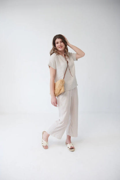 Linen Mykonos Box Top in Natural