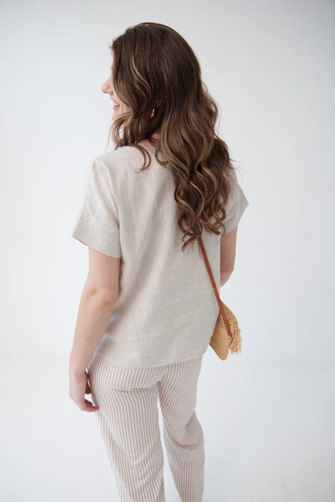 Linen Mykonos Box Top in Natural