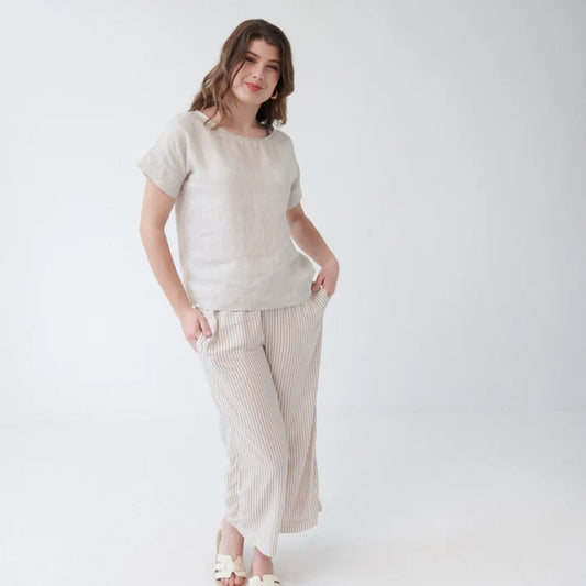 Linen Mykonos Box Top in Natural