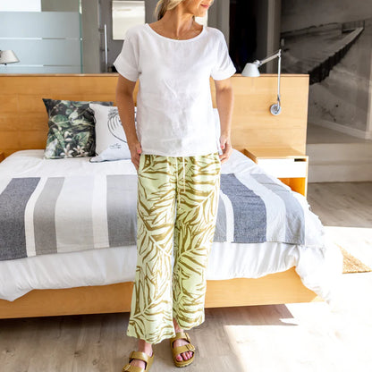 Linen Mykonos Box Top in White