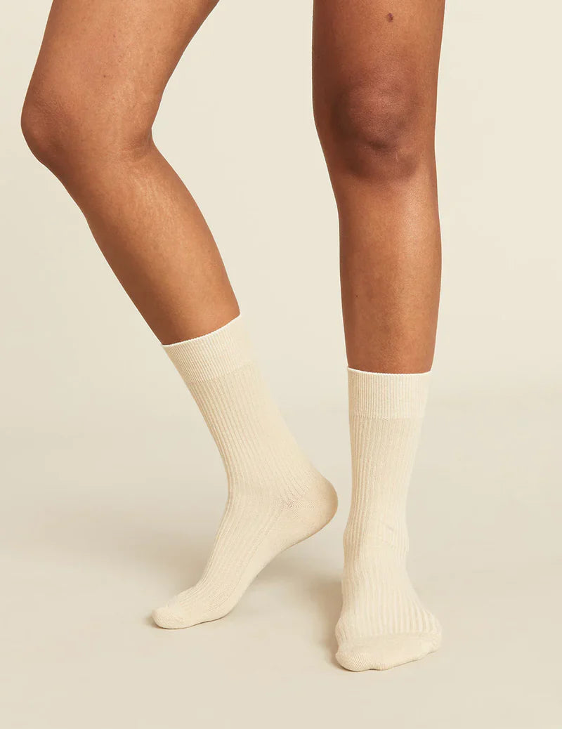 Ribbed Crew Socks in Oatmeal