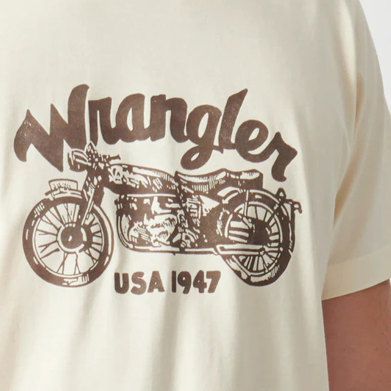 Wrangler Motor SS Tee in Vintage White