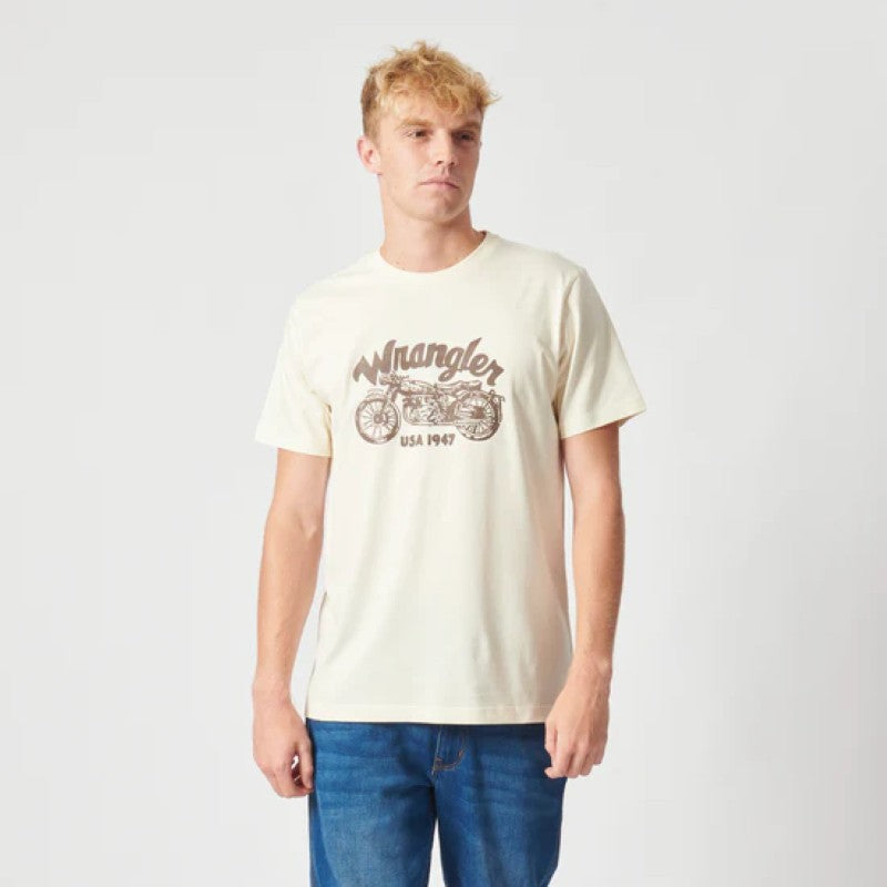 Wrangler Motor SS Tee in Vintage White