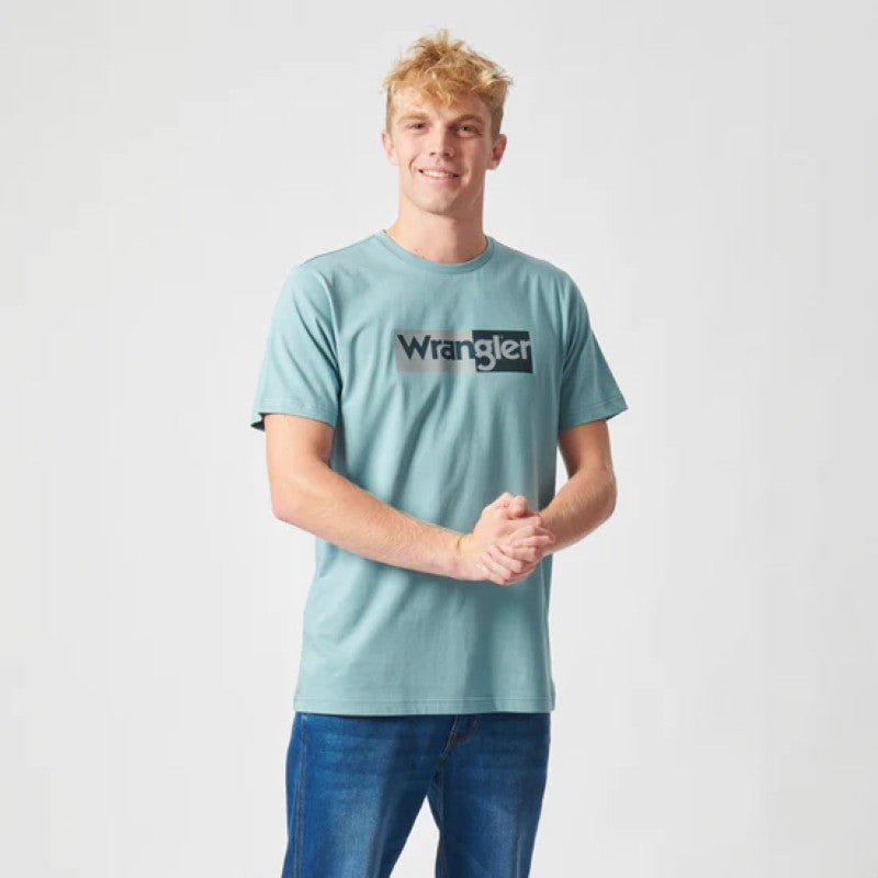 Spilt Logo SS Tee in Shallow Blue