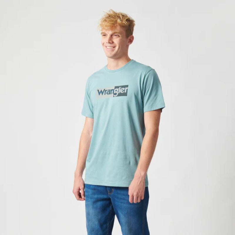 Spilt Logo SS Tee in Shallow Blue