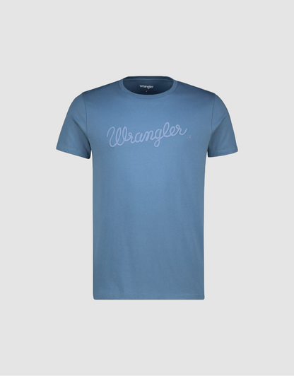 Textured Classic Logo SS Tee in Blue Direct