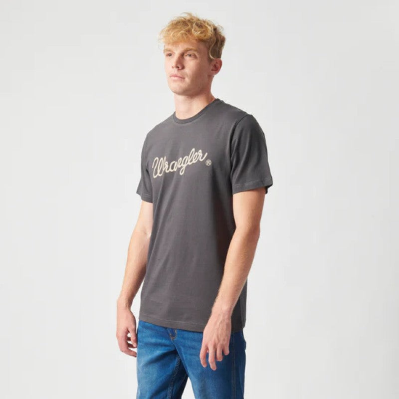 Textured Classic SS Tee in Faded Black