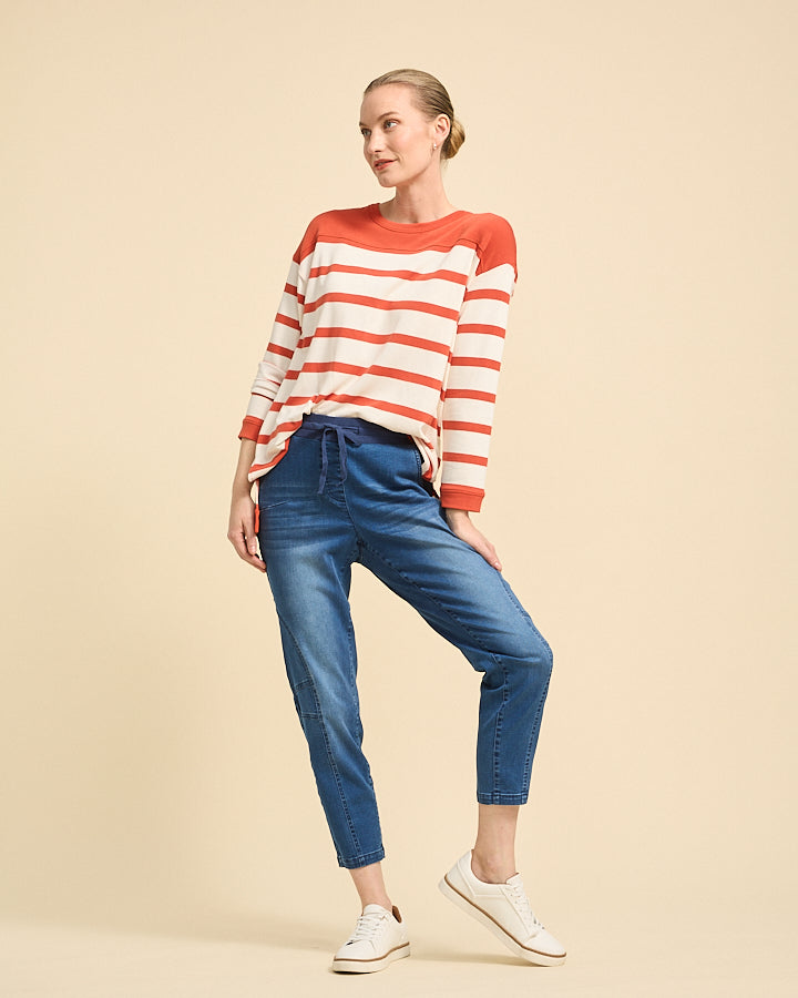 Striped Cotton Top in Flame